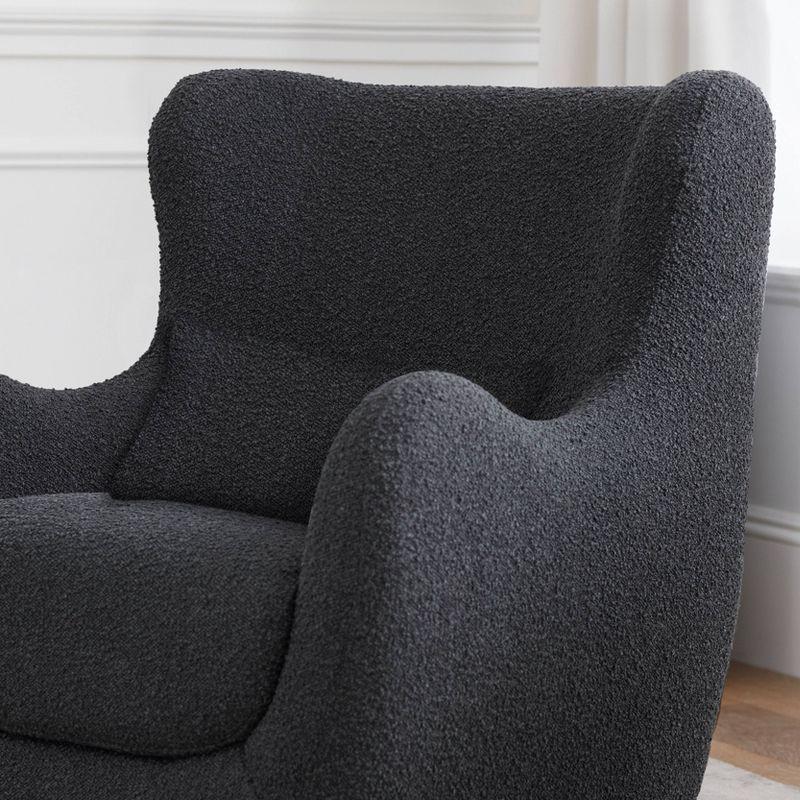 Solstice Swivel Glider in Black Boucle with Curved Back