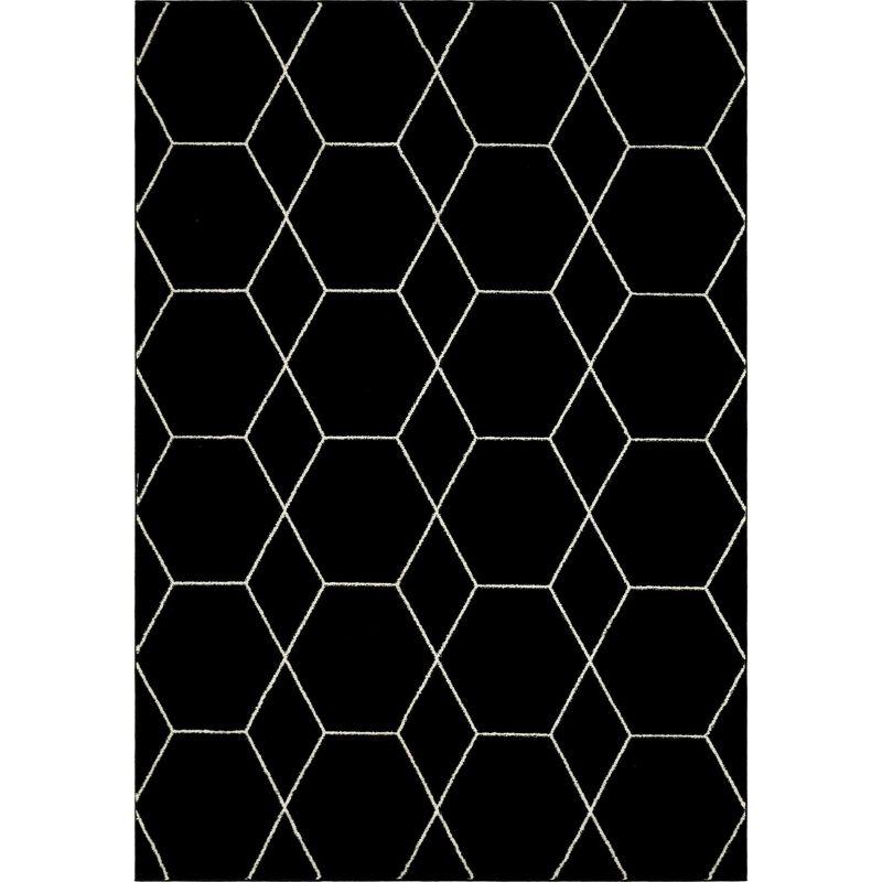 Unique Loom 7' 0 x 10' 0 Trellis Frieze Geometric Black Area Rug