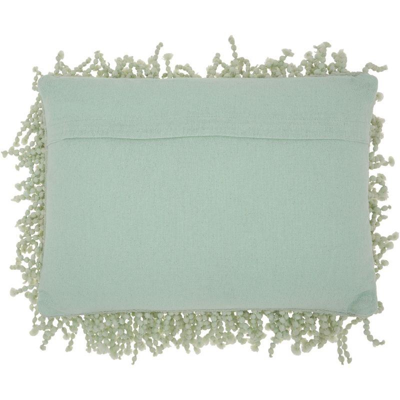 Seafoam Green Shaggy Rectangular Throw Pillow Set