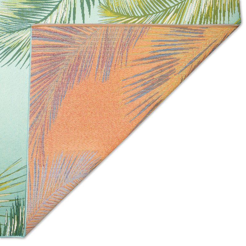 Liora Manne Marina Palm Border Indoor/Outdoor Rug Aqua 1'11" x 7'6"