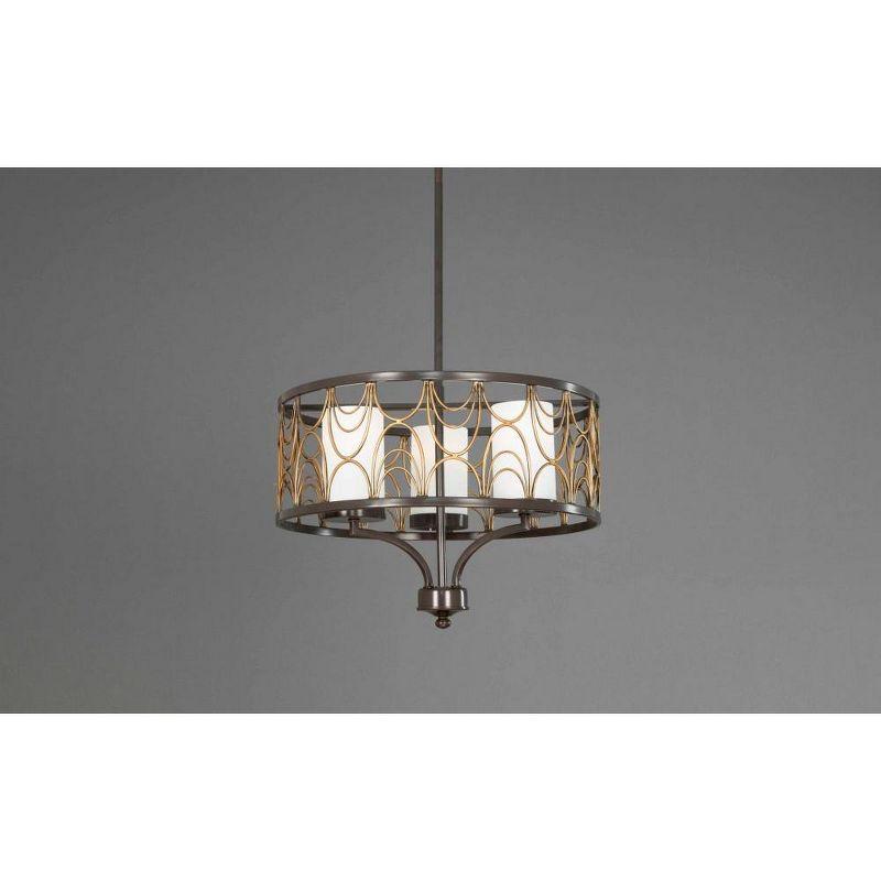 Progress Lighting Cirrine 3-Light Chandelier, Antique Bronze, Etched White Glass