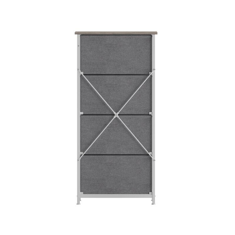 Malone 4 Drawer Vertical Storage Dresser with Wood Top & Fabric Pull Drawers