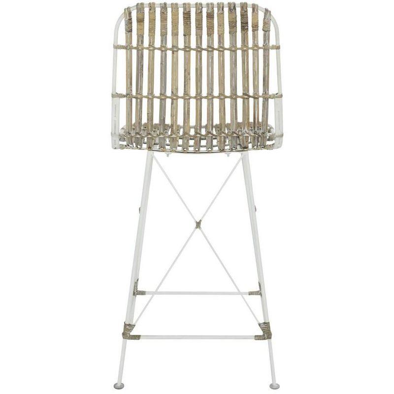 Minerva Wicker Counter Stool (Set of 2) - WIK6509 - White/White - Safavieh