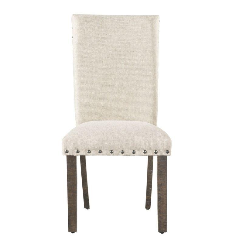 Dex Upholster Side Chair Set Cream/Smokey Walnut Brown - Picket House Furnishings: Nailhead Trim, Rustic Charm, Foam Seats