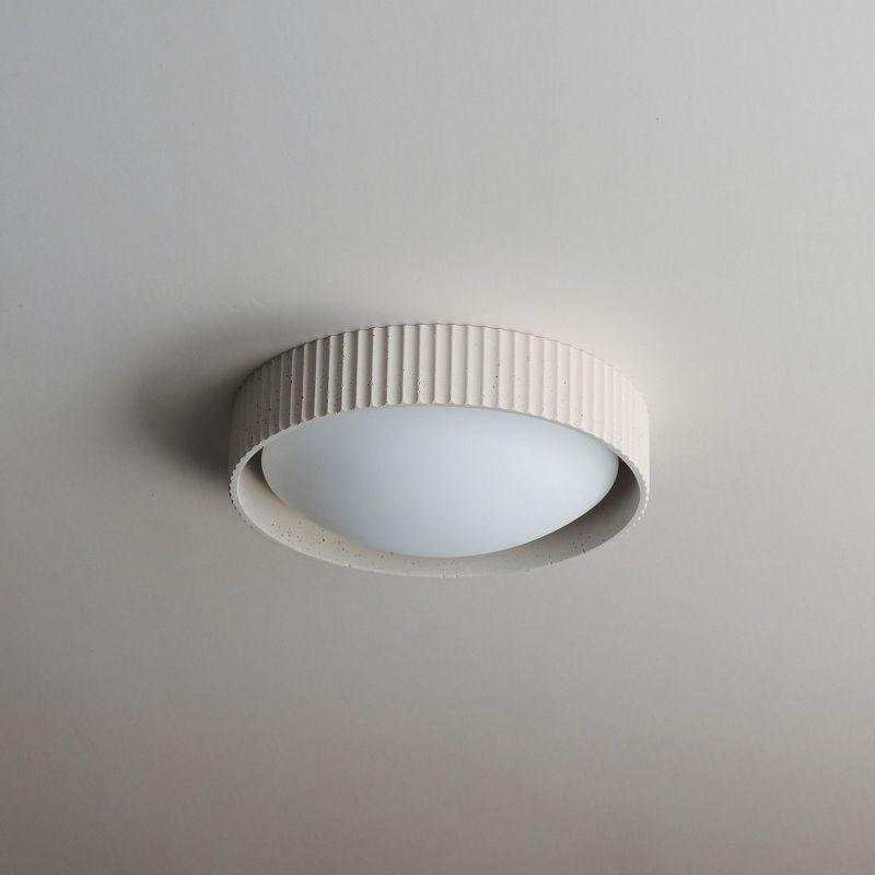 Chalk White Glass Drum LED Flush Mount Light