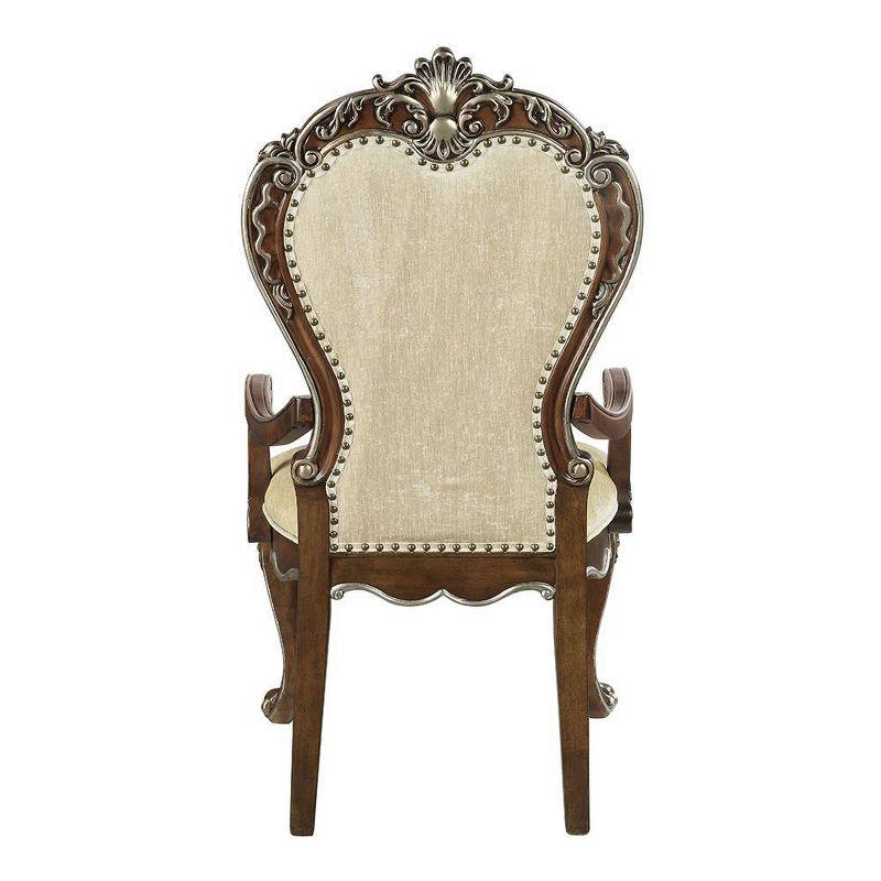 24" Latisha Dining Chair Antique Brown - Acme Furniture: Gray Chenille, Silver Detailing, Nailhead Trim