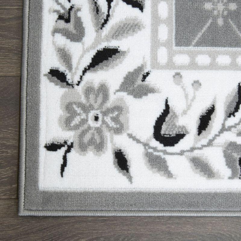 Home Dynamix Premium Aydin Traditional Diamond Floral Area Rug, Grey/Ivory, 3'7"x5'2"