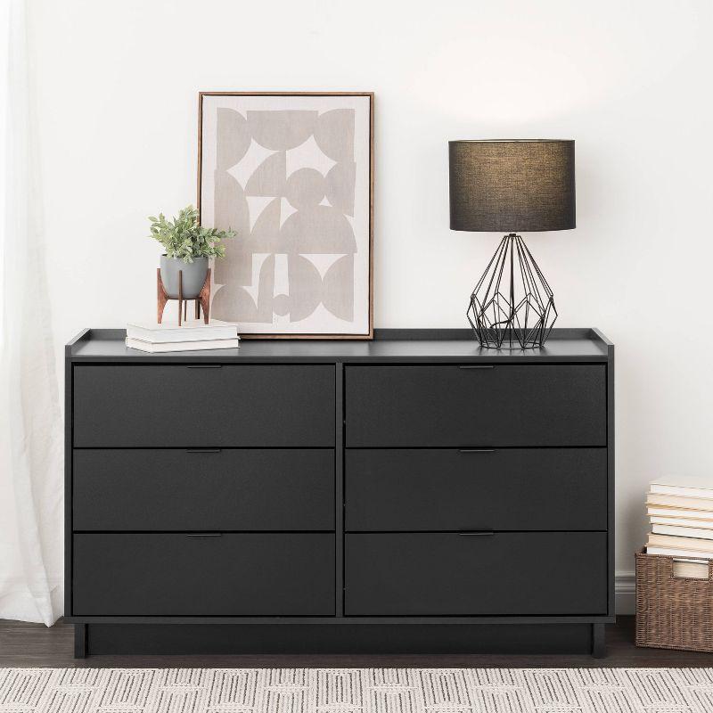 Prepac 52.5" Wide Simply Modern 6 Drawer Dresser Black