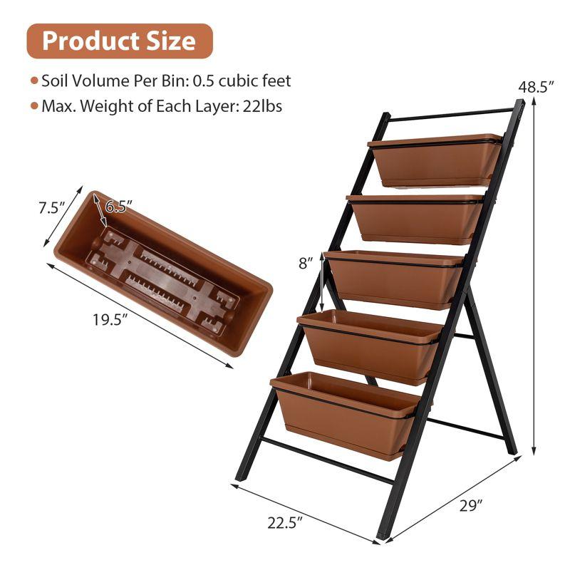 Tangkula 5-Tier Vertical Herb Garden Planter Box Outdoor Elevated Raised Bed Brown