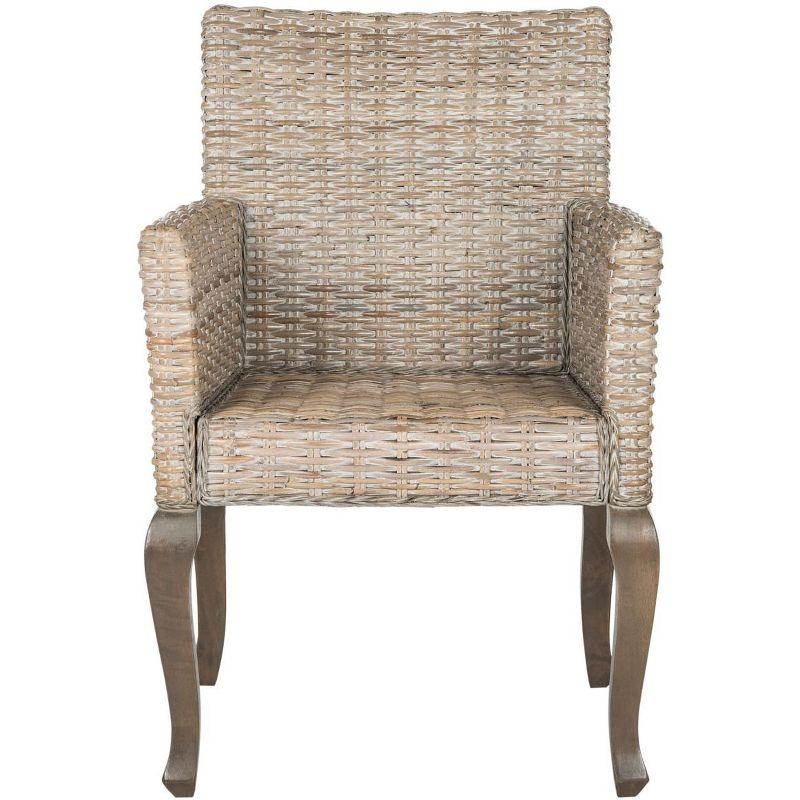 Transitional White Washed Rattan & Cane 23'' Arm Chair