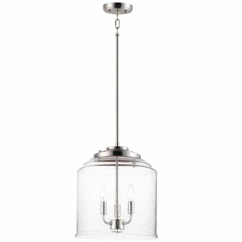 Acadia Satin Nickel 3-Light Seedy Glass Jar Pendant