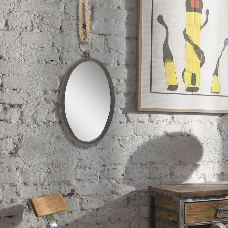 Large Oval Metal Wall Mirror with Rope Hanging Loop - Stonebriar Collection: Farmhouse Style, No Assembly Required