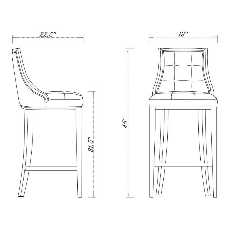 Set of 3 Fifth Avenue Upholstered Beech Wood Faux Leather Barstools - Manhattan Comfort