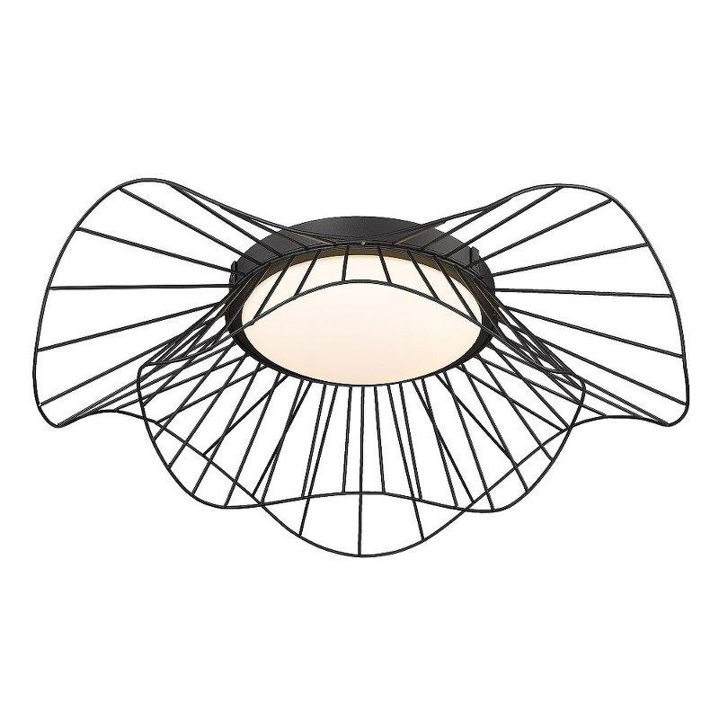 Matte Black Glass Drum LED Indoor/Outdoor Flush Mount