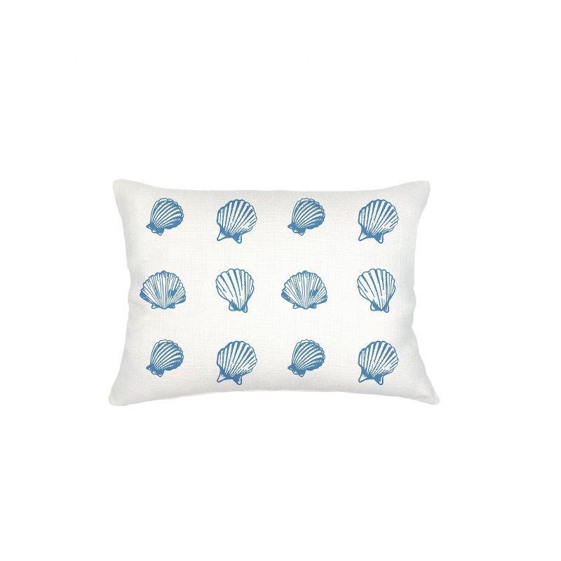 Blue Saltwater Shell Printed Linen Pillow 14x20 Down