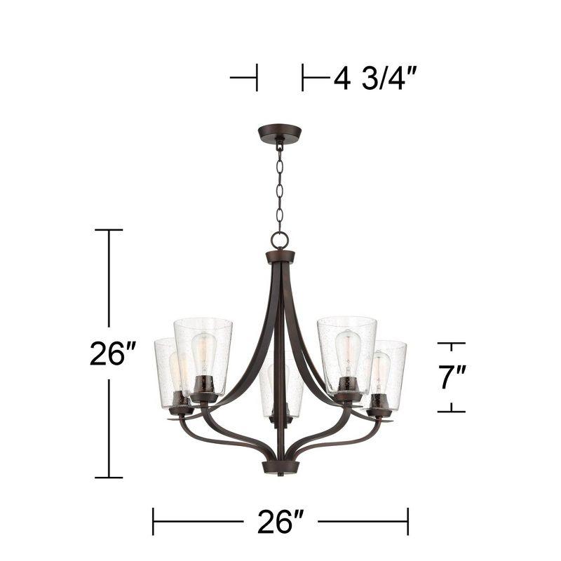 Franklin Iron Works Merriman Bronze Pendant Chandelier 28" Wide Modern Industrial Clear Seeded Glass 5-Light Fixture for Dining Room Kitchen Island