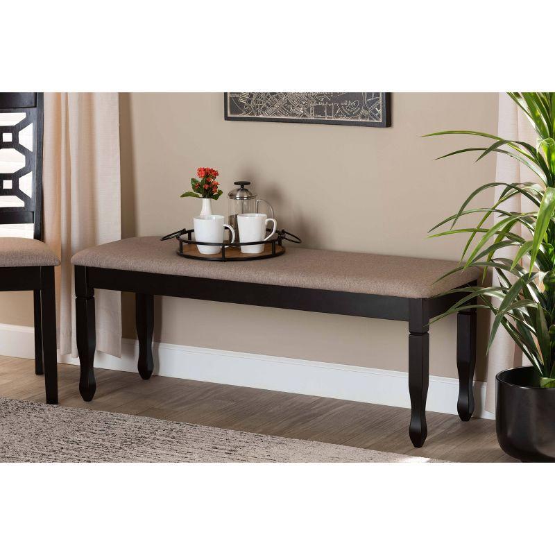 Corey Fabric Upholstered and Wood Dining Bench Dark Brown - Baxton Studio