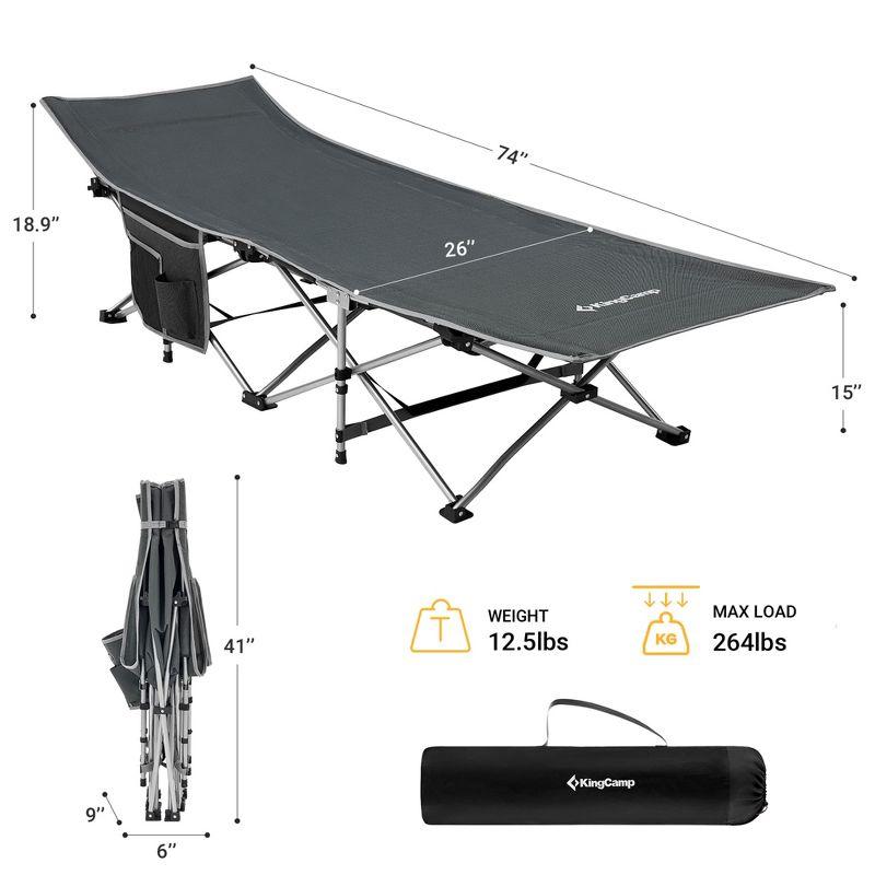 KingCamp Folding Portable Outdoor Camping Cot w/ Multi Layer Side Pocket | Wayfair