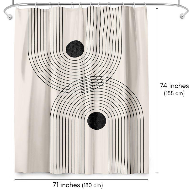 Black and White Geometric Polyester Shower Curtain