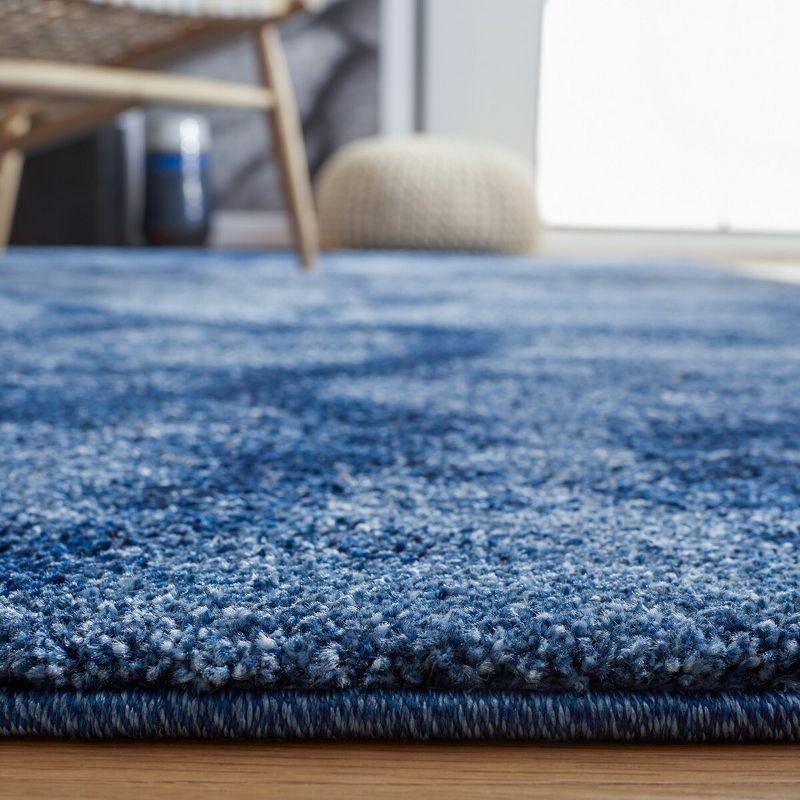 Abstract Blue Hues Round Shag Rug - Easy Care Synthetic 59"