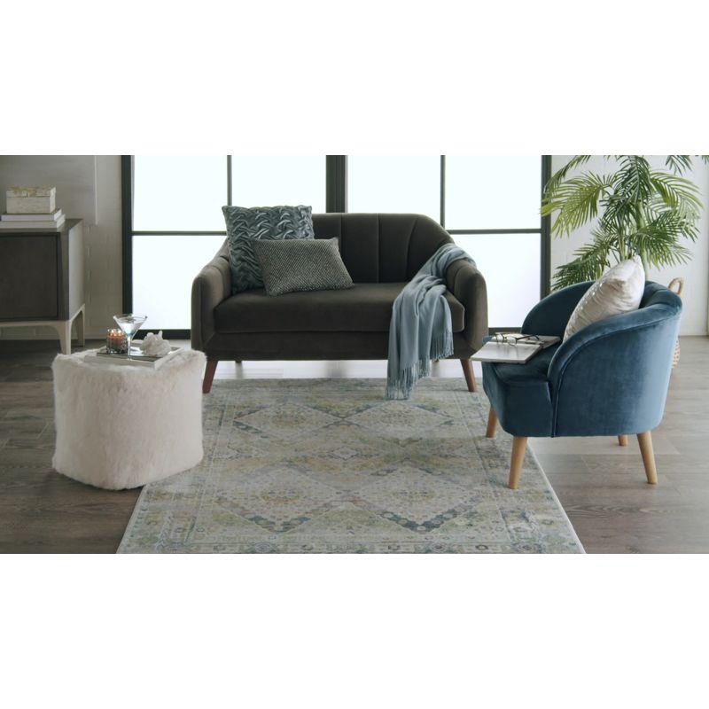 Handmade Blue Diamond Synthetic Washable Rectangular Rug