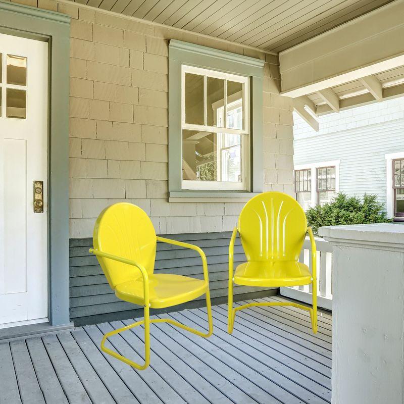 Retro Tulip 34-Inch Outdoor Armchair in Vibrant Yellow