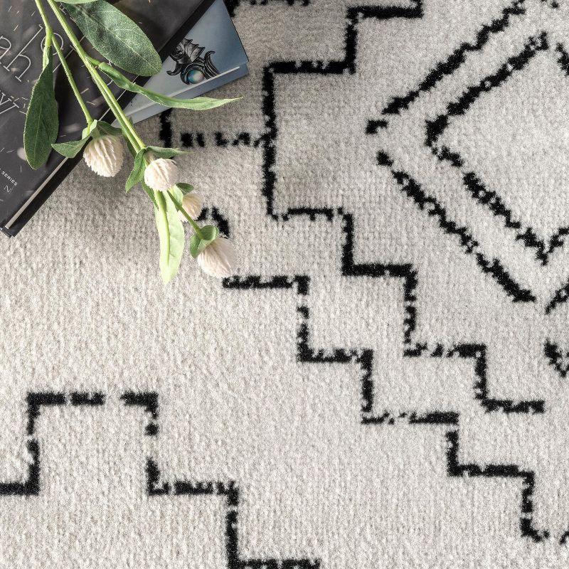 Nuloom 4x6 Noa Triabl Moroccan Indoor Area Rug, Black, Bohemian Design, Stain Resistant, BedroomLiving Room, Kitchen,