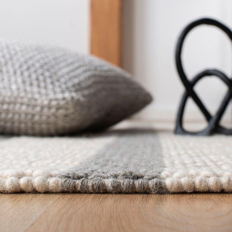 Ivory and Gray Hand-Tufted Wool Square Area Rug