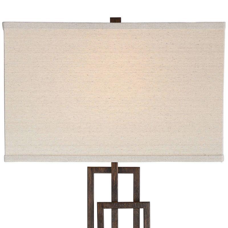 360 Lighting Kory Industrial Table Lamp 29" Tall Bronze Metal with USB Charging Port Rectangular Shade for Bedroom Living Room Bedside Nightstand Kids