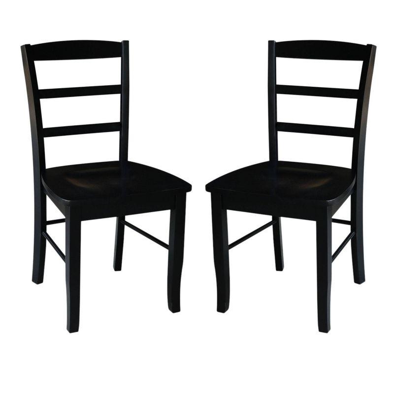 Set of 2 Madrid Ladderback Chairs Black - International Concepts: Solid Wood, Armless, Transitional Style
