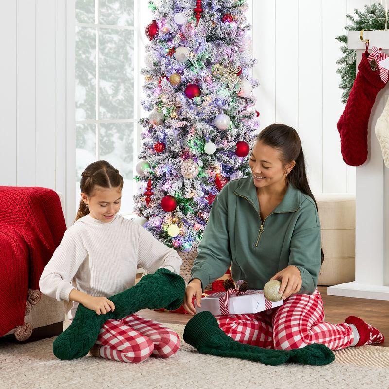 Best Choice Products 4.5ft Prelit Artificial Snow Flocked Pencil Christmas Tree 150 Multicolored/ Warm-White Light Modes
