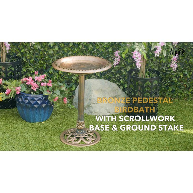 Alpine Pedestal Birdbath with Scrollwork Base and Stakes & Reviews | Wayfair