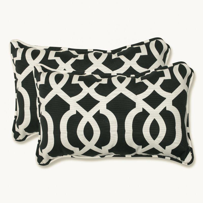 Black and White Geometric Outdoor Lumbar Pillow Set