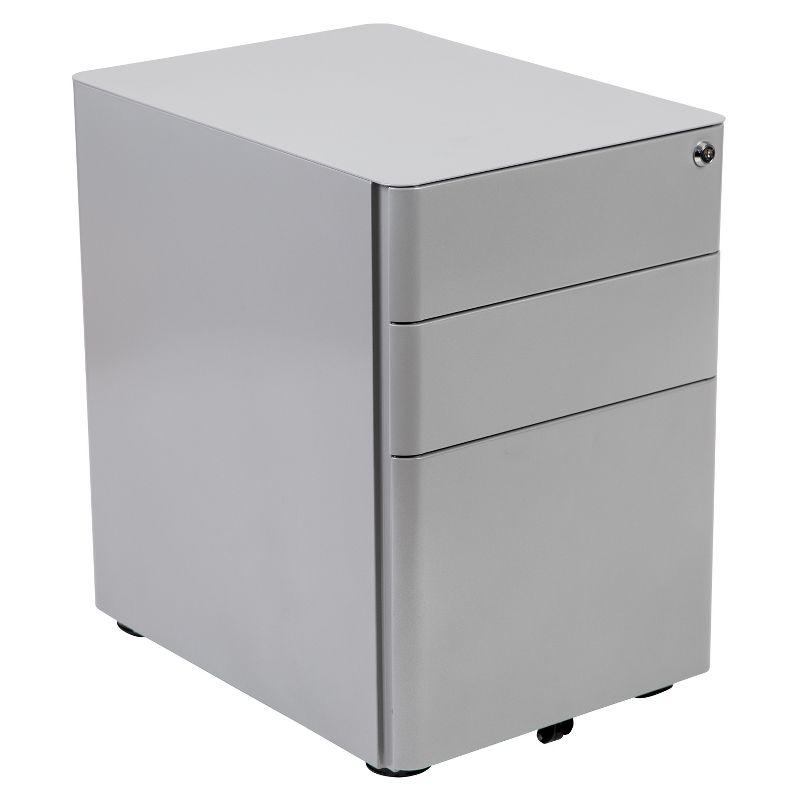 Modern Gray 3-Drawer Mobile Locking Filing Cabinet