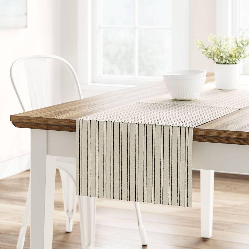 108" x 14" Cotton Striped Table Runner Natural - Threshold™: Traditional Summer Tablecloth, OEKO-TEX Certified