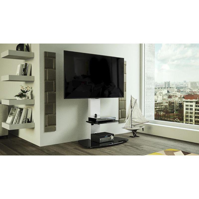 Lucerne Mount and TV Stand for TVs up to 65" White - AVF: Integrated Mount, Open Shelving, Cable Management