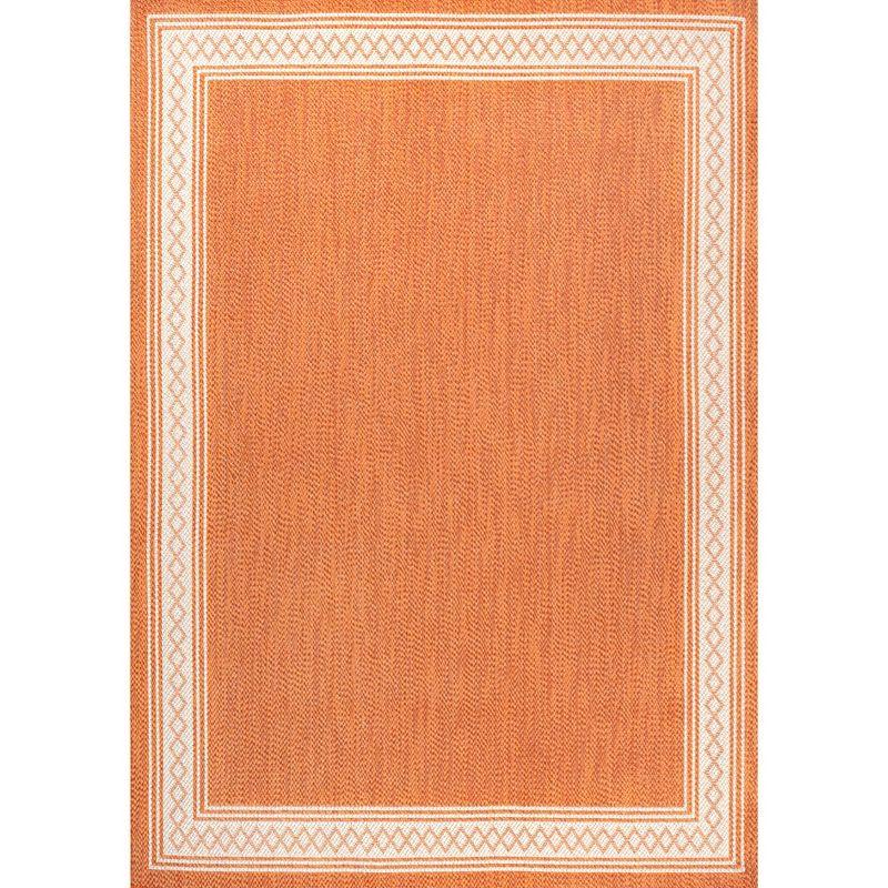 5' x 8' Lucia Classic Diamond Border Indoor/Outdoor Area Rug, Orange/Cream - JONATHAN Y