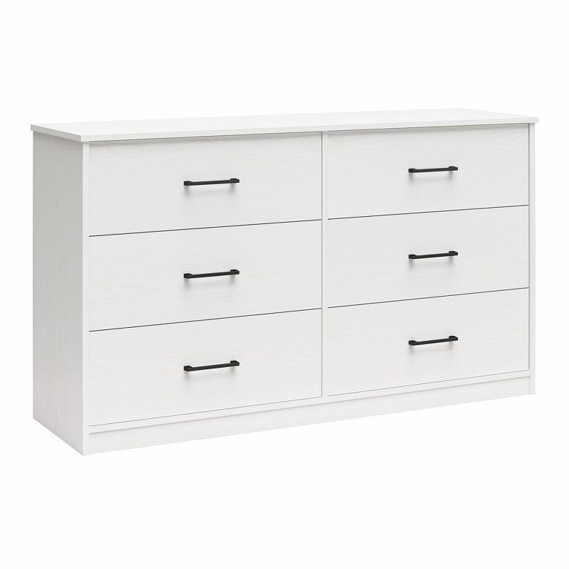 Ameriwood Home BrEZ Build Collection Pearce Wide 6 Drawer Dresser, White