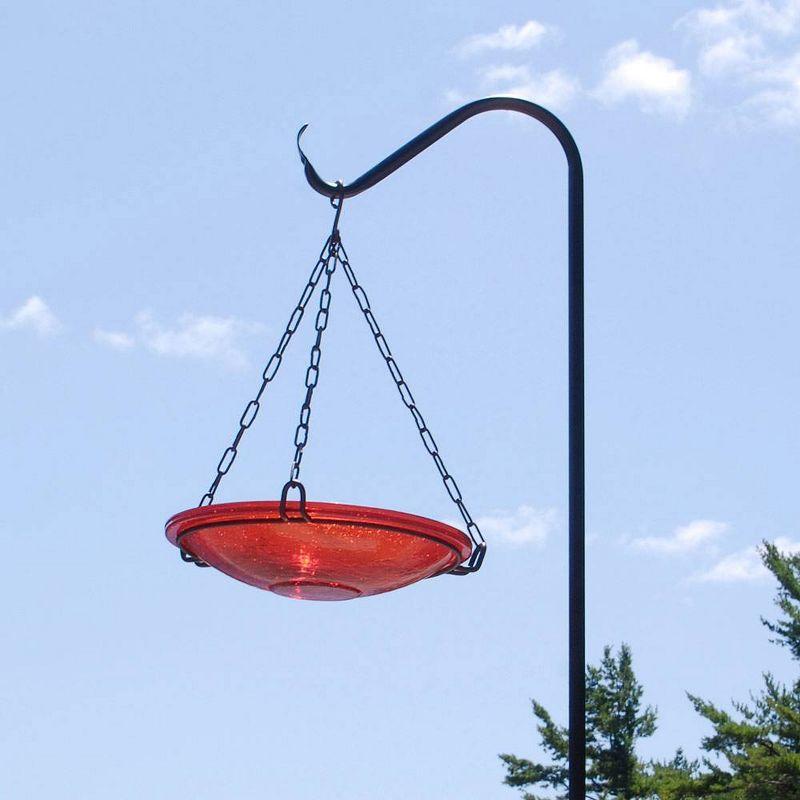 Red Crackle Hand-Blown Glass Hanging Birdbath Bowl