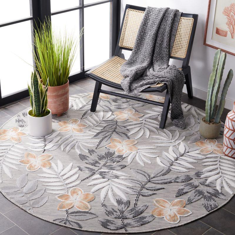 Cabana CBN405 Loomed Indoor/Outdoor Area Rug - Grey/Ivory - 6'5"x6'5" Round - Safavieh