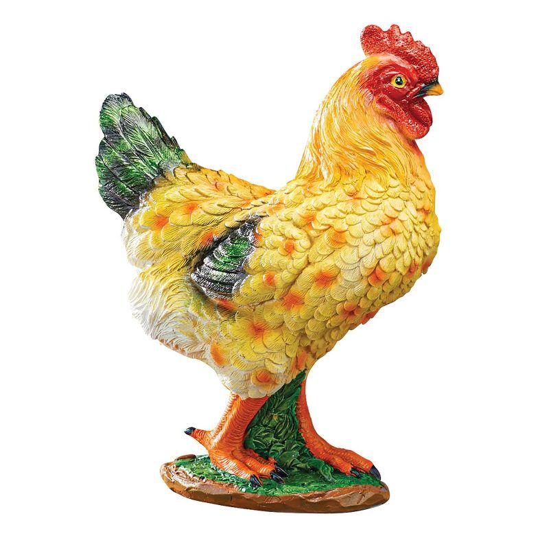 Hand-Painted Realistic Yellow and Green Farm Chicken Statue