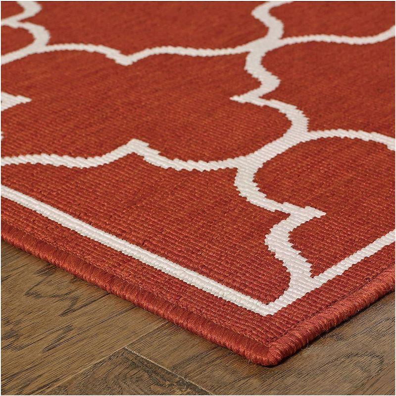 Oriental Weavers Meridian 1295R Red/ Ivory Indoor/Outdoor Area Rug - 3'7" x 5'6"