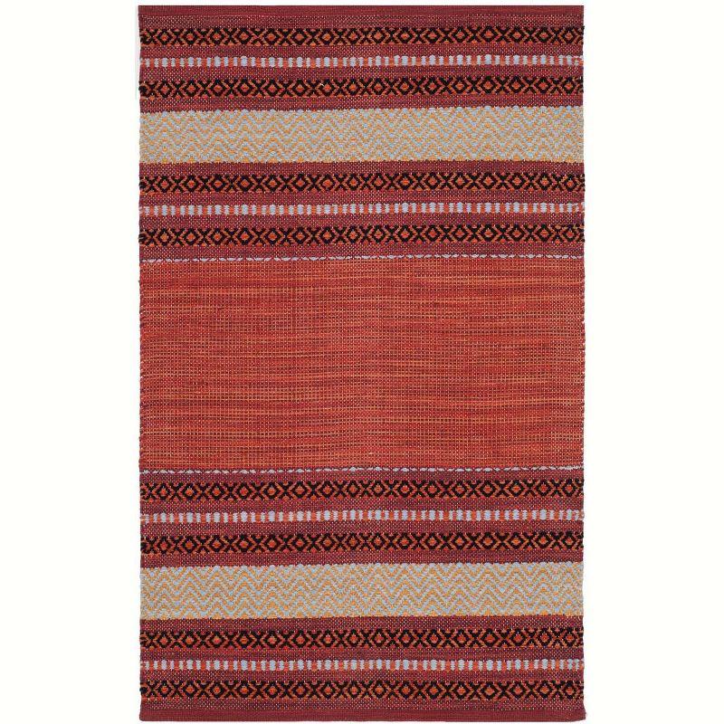 Coastal Charm Red & Ivory Cotton Flat Woven 30" Area Rug