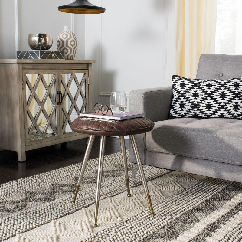 Brinley Mid-Century Modern Stool - FOX1704 - Antique Brown - Safavieh Couture