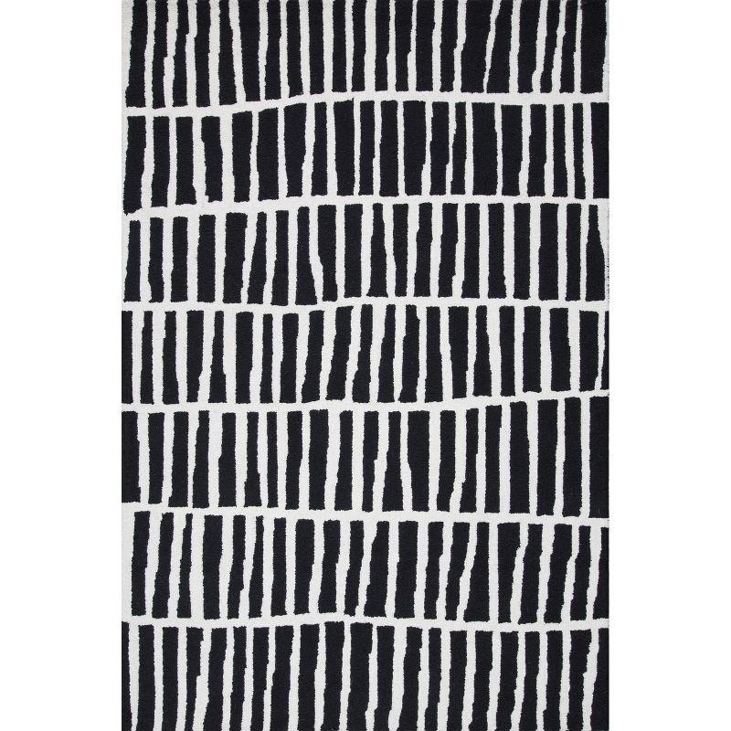 Handmade Black Geometric Wool Area Rug 8' x 10'