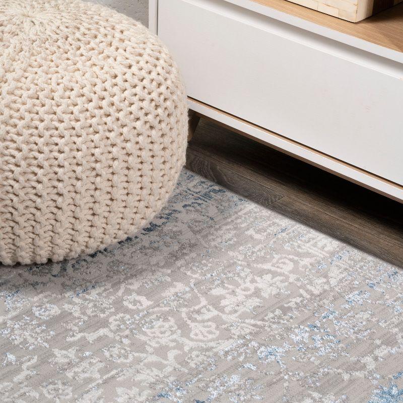 Modern Abstract Strie' Area Rug in Gray and Blue - Easy Care 3x5 Feet