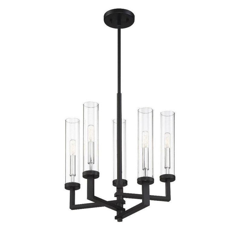 Savoy House Folsom 5 - Light Chandelier in  Matte Black/Polished Chrome
