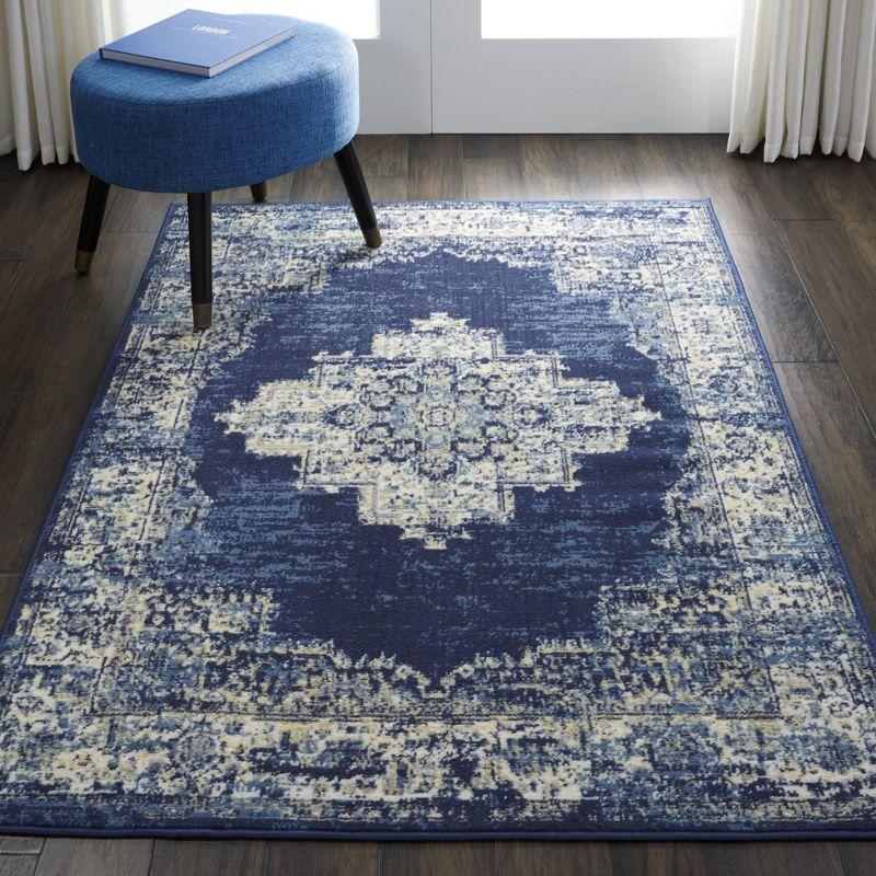 Charlton Home® Golter Grafix 5'3" X 7'3" Navy Blue Vintage Indoor Rug