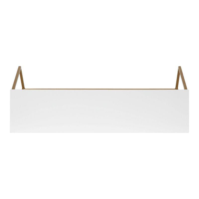 24.5" White and Gold Metal Geometric Wall Shelf