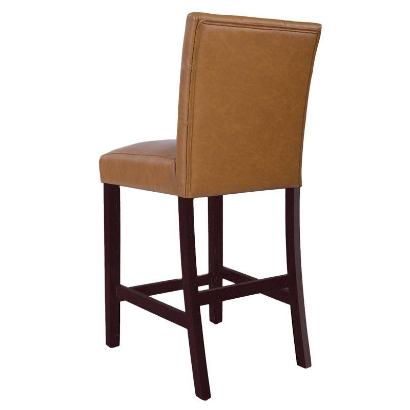 HomePop Set of 2 Upholstered Faux Leather Counter Stools Carmel: Traditional Style, Plywood Frame, 300 lbs Capacity